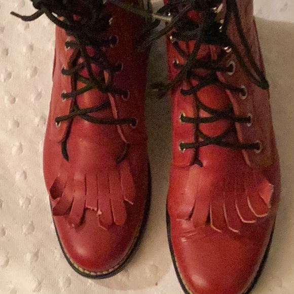 Justin red vintage from the 80’s lace up leather boots # 5.5 B/M. - Picture 3 of 10